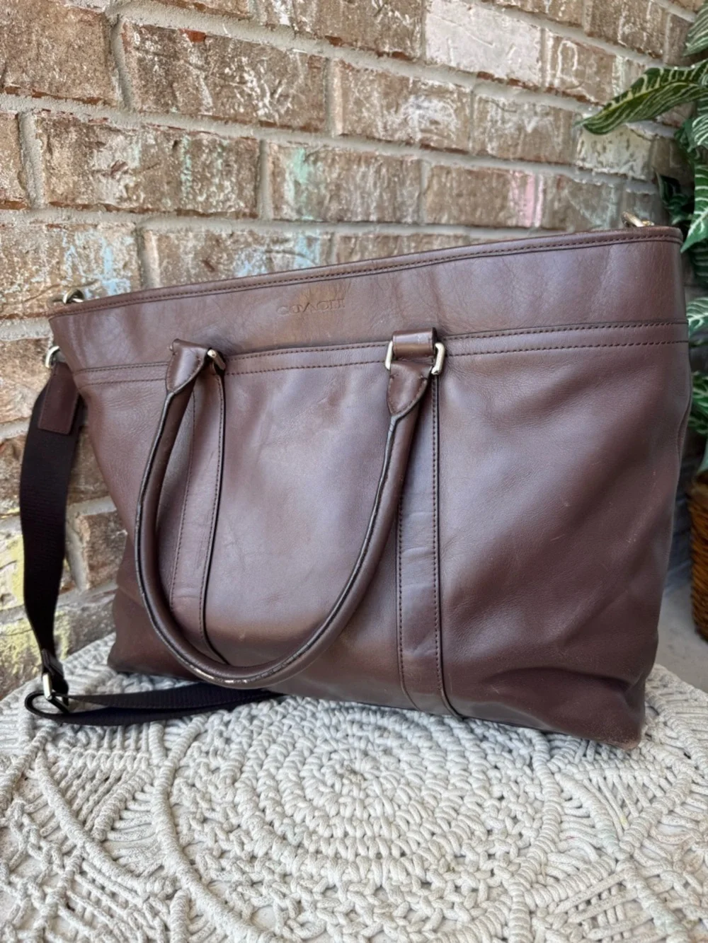 Coach Lexington F70916 Brown Leather Briefcase Carry-all messenger Shoulder bag
